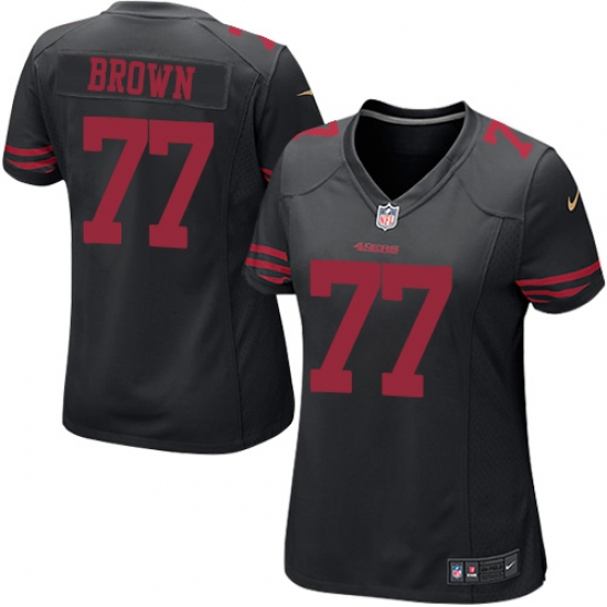 Women's Nike San Francisco 49ers 77 Trent Brown Game Black Alternate NFL Jersey