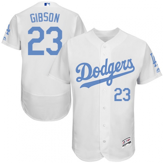 Men's Majestic Los Angeles Dodgers 23 Kirk Gibson Authentic White 2016 Father's Day Fashion Flex Base MLB Jersey