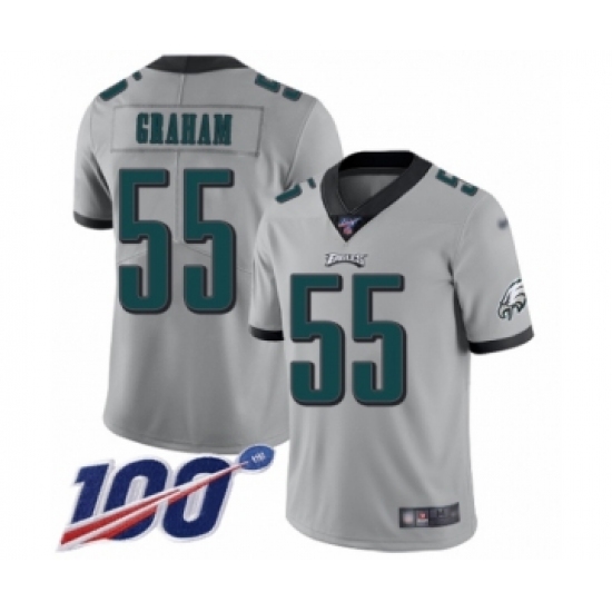 Men's Philadelphia Eagles 55 Brandon Graham Limited Silver Inverted Legend 100th Season Football Jersey