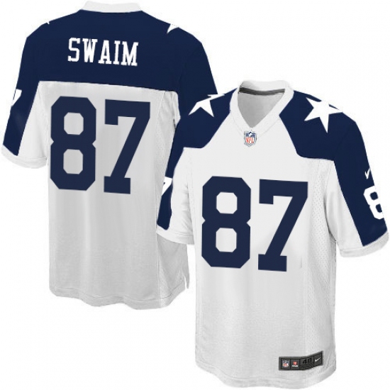 Men's Nike Dallas Cowboys 87 Geoff Swaim Game White Throwback Alternate NFL Jersey