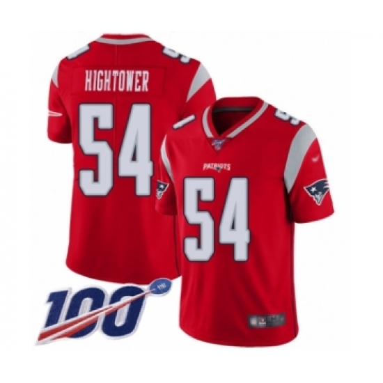 Men's New England Patriots 54 Dont'a Hightower Limited Red Inverted Legend 100th Season Football Jersey