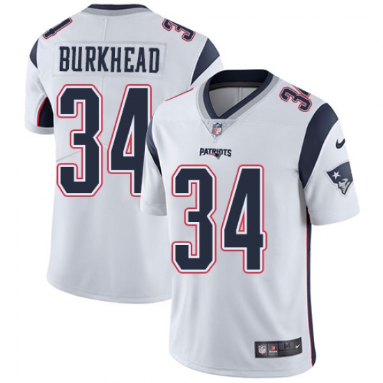 Men's Nike New England Patriots 34 Rex Burkhead White Vapor Untouchable Limited Player NFL Jersey