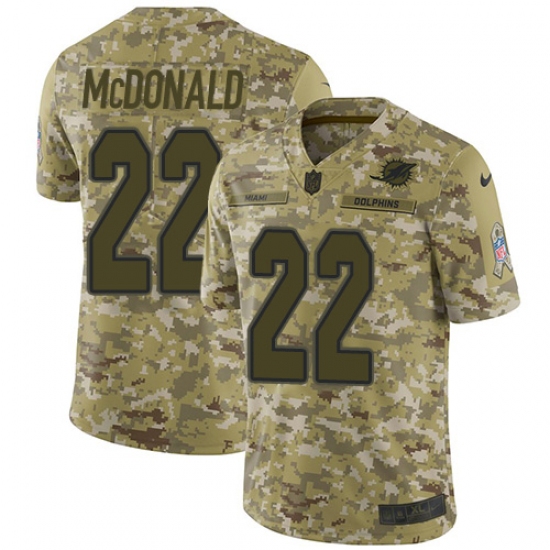 Men's Nike Miami Dolphins 22 T.J. McDonald Limited Camo 2018 Salute to Service NFL Jersey