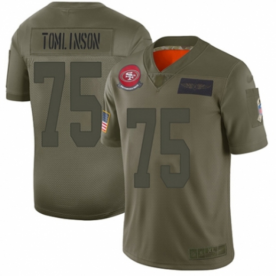 Women's San Francisco 49ers 75 Laken Tomlinson Limited Camo 2019 Salute to Service Football Jersey