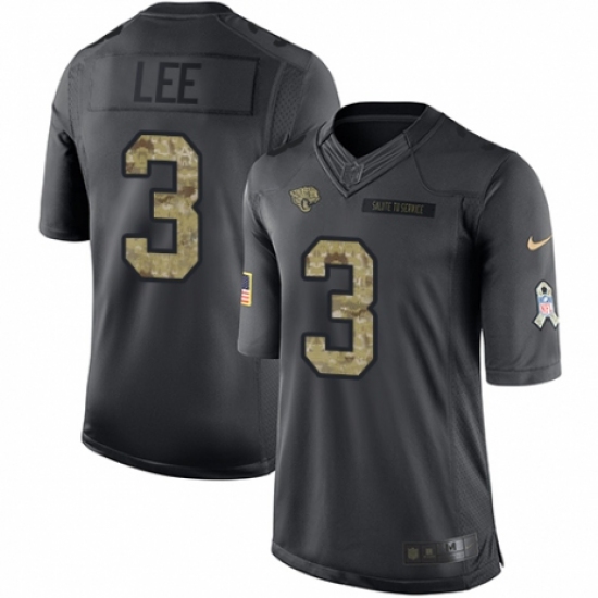 Men's Nike Jacksonville Jaguars 3 Tanner Lee Limited Black 2016 Salute to Service NFL Jersey
