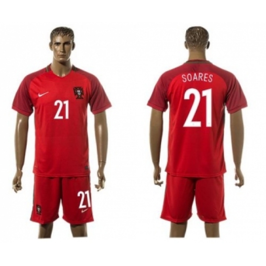 Portugal 21 Soares Home Soccer Country Jersey