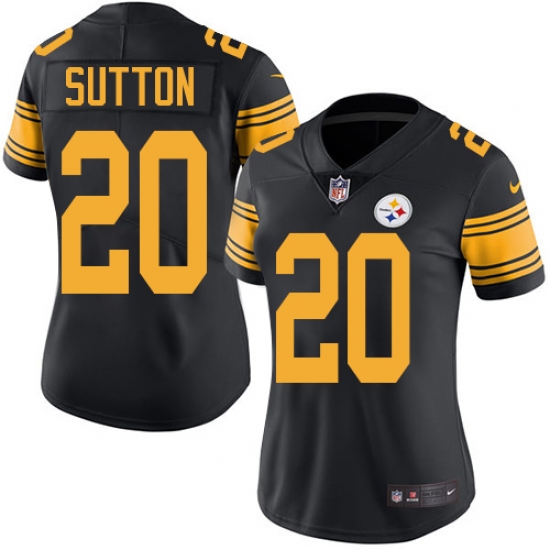 Women's Nike Pittsburgh Steelers 20 Cameron Sutton Limited Black Rush Vapor Untouchable NFL Jersey
