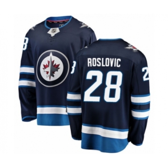 Youth Winnipeg Jets 28 Jack Roslovic Fanatics Branded Navy Blue Home Breakaway NHL Jersey