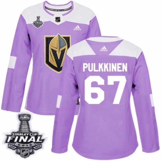 Women's Adidas Vegas Golden Knights 67 Teemu Pulkkinen Authentic Purple Fights Cancer Practice 2018 Stanley Cup Final NHL Jersey