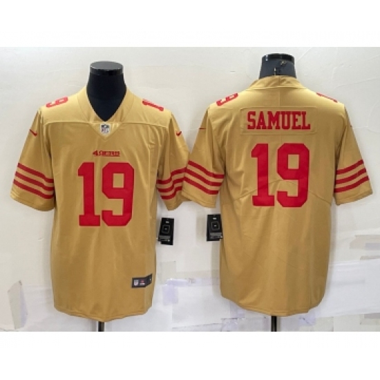 Men's San Francisco 49ers 19 Deebo Samuel Gold NEW 2022 Inverted Legend Stitched NFL Nike Limited Jersey