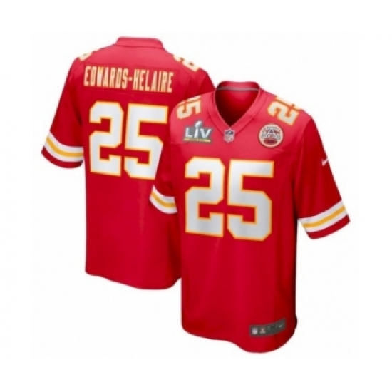 Women's Kansas City Chiefs 25 Clyde Edwards-Helaire Red Super Bowl LV game Jersey