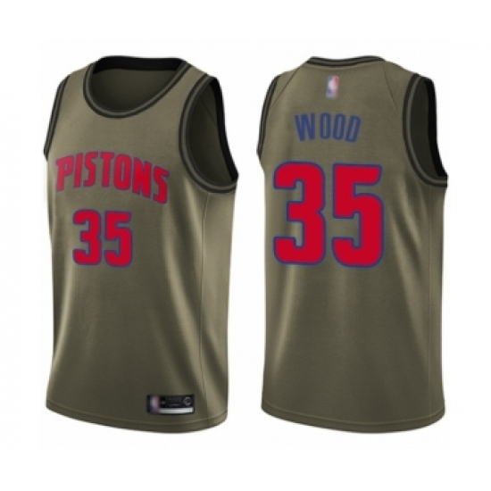 Youth Detroit Pistons 35 Christian Wood Swingman Green Salute to Service Basketball Jersey