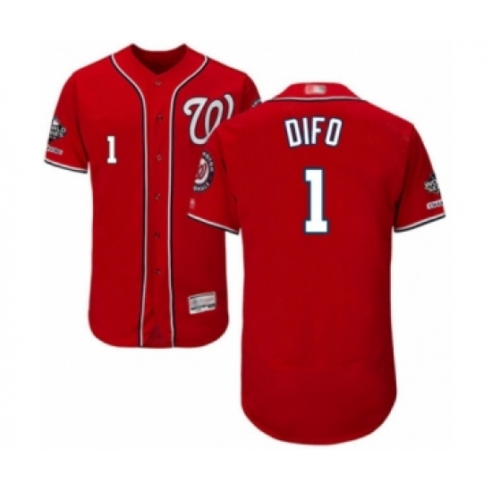 Men's Washington Nationals 1 Wilmer Difo Red Alternate Flex Base Authentic Collection 2019 World Series Champions Baseball Jersey
