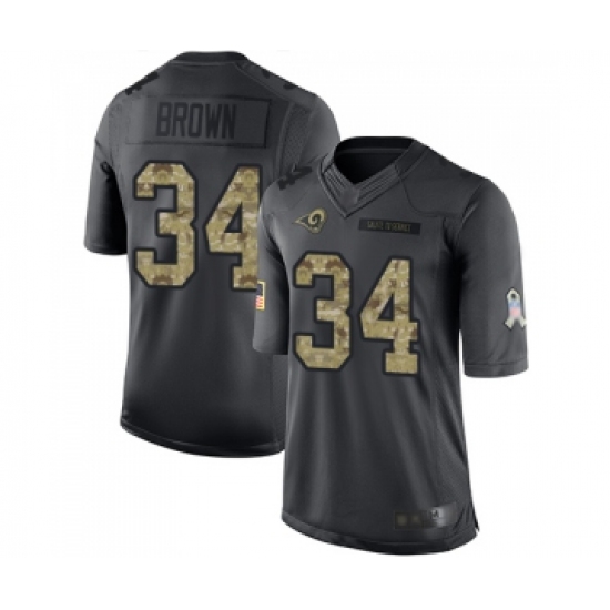 Youth Los Angeles Rams 34 Malcolm Brown Limited Black 2016 Salute to Service Football Jersey