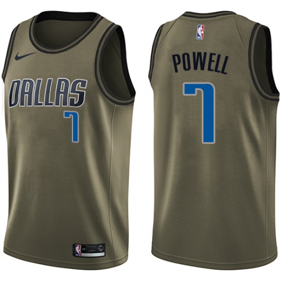 Men's Nike Dallas Mavericks 7 Dwight Powell Swingman Green Salute to Service NBA Jersey