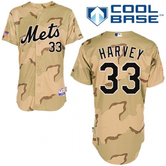 Men's Majestic New York Mets 33 Matt Harvey Authentic Camo Commemorative Military Day Cool Base MLB Jersey