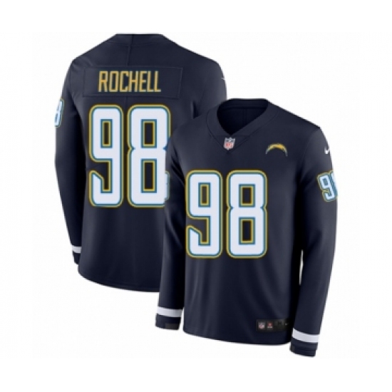 Men's Nike Los Angeles Chargers 98 Isaac Rochell Limited Navy Blue Therma Long Sleeve NFL Jersey