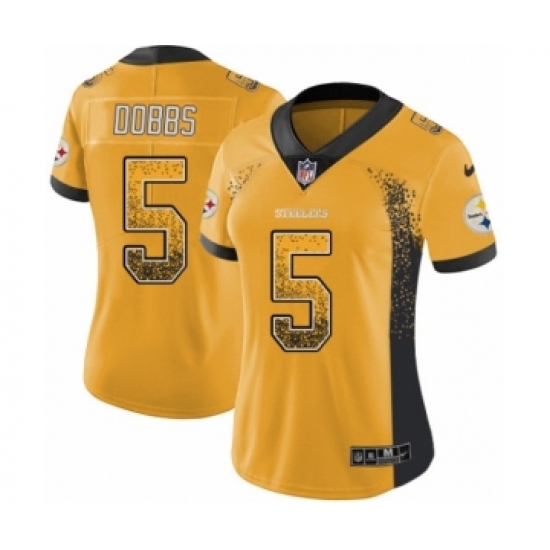 Women's Nike Pittsburgh Steelers 5 Joshua Dobbs Limited Gold Rush Drift Fashion NFL Jersey