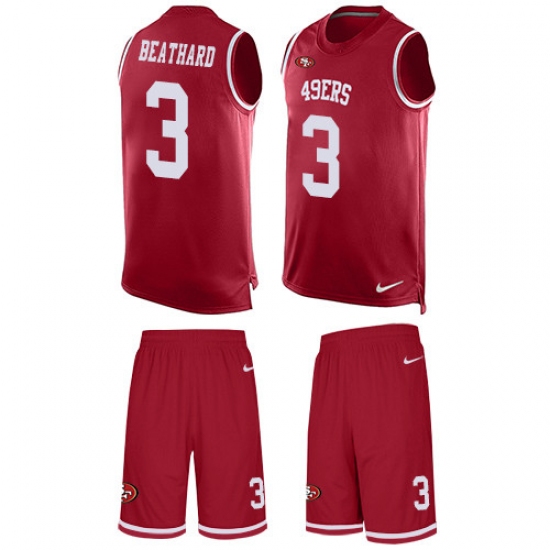Men's Nike San Francisco 49ers 3 C. J. Beathard Limited Red Tank Top Suit NFL Jersey