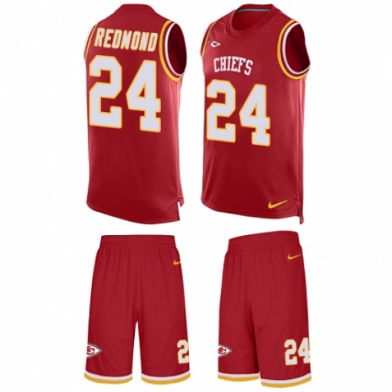 Men's Nike Kansas City Chiefs 24 Will Redmond Limited Red Tank Top Suit NFL Jersey