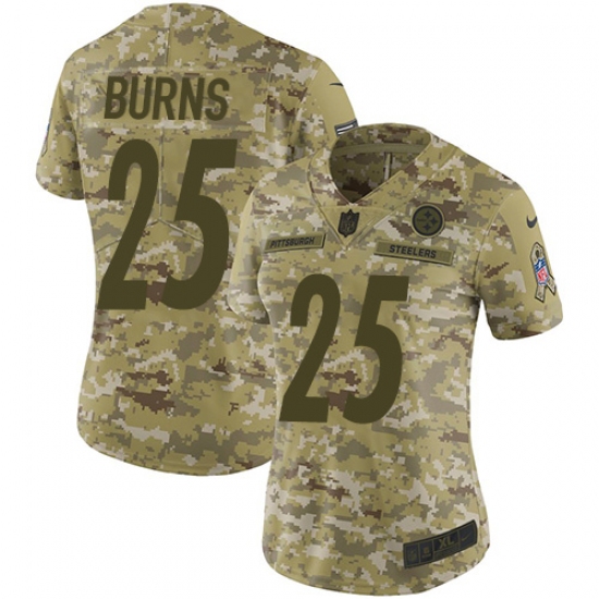 Women's Nike Pittsburgh Steelers 25 Artie Burns Limited Camo 2018 Salute to Service NFL Jersey