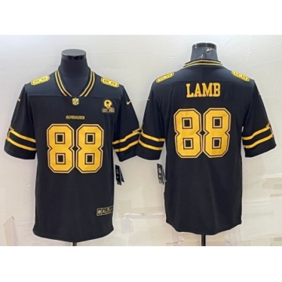 Men's Dallas Cowboys 88 CeeDee Lamb Black Gold Edition With 1960 Patch Limited Stitched Football Jersey