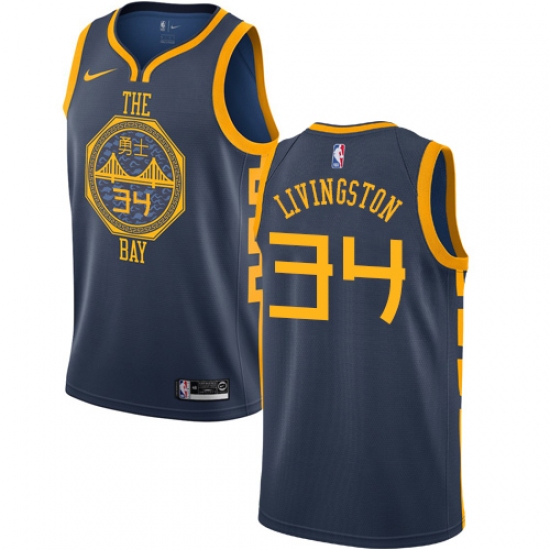 Youth Nike Golden State Warriors 34 Shaun Livingston Swingman Navy Blue NBA Jersey - City Edition