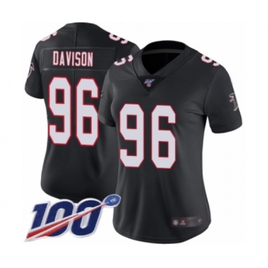 Women's Atlanta Falcons 96 Tyeler Davison Black Alternate Vapor Untouchable Limited Player 100th Season Football Jersey