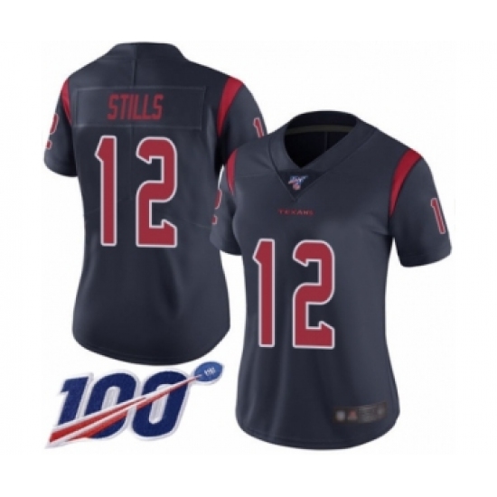 Women's Houston Texans 12 Kenny Stills Limited Navy Blue Rush Vapor Untouchable 100th Season Football Jersey