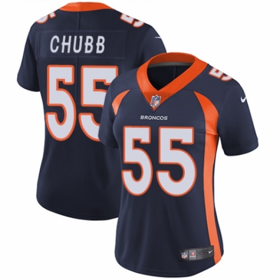 Women's Nike Denver Broncos 55 Bradley Chubb Navy Blue Alternate Vapor Untouchable Limited Player NFL Jersey - Click Image to Close