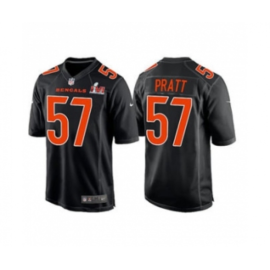 Men's Cincinnati Bengals 57 Germaine Pratt 2022 Black Super Bowl LVI Game Stitched Jersey