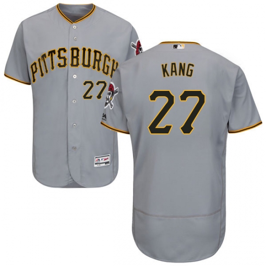 Men's Majestic Pittsburgh Pirates 27 Jung-ho Kang Grey Road Flex Base Authentic Collection MLB Jersey