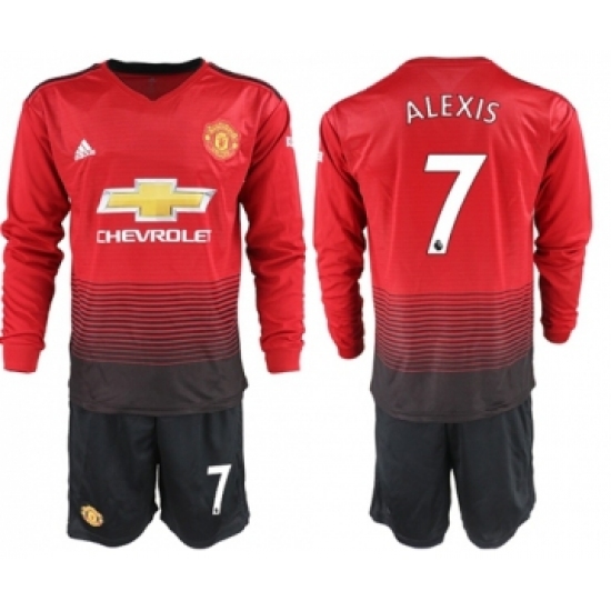 Manchester United 7 Alexis Home Long Sleeves Soccer Club Jersey