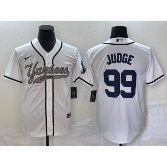 Men's New York Yankees 99 Aaron Judge White Cool Base Stitched Baseball Jersey