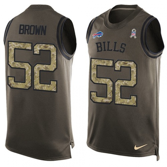 Men's Nike Buffalo Bills 52 Preston Brown Limited Green Salute to Service Tank Top NFL Jersey