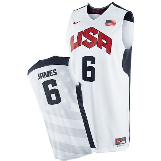 Men's Nike Team USA 6 LeBron James Swingman White 2012 Olympics Basketball Jersey