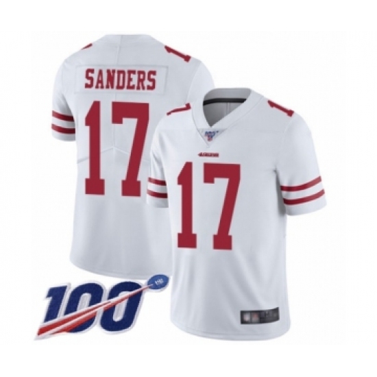 Men's San Francisco 49ers 17 Emmanuel Sanders White Vapor Untouchable Limited Player 100th Season Football Jersey