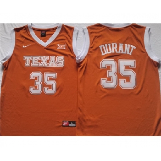 Men's Texas Longhorns 35 Kevin Durant Orange Stitched Jersey