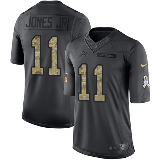 Men's Nike Detroit Lions 11 Marvin Jones Jr Limited Black 2016 Salute to Service NFL Jersey