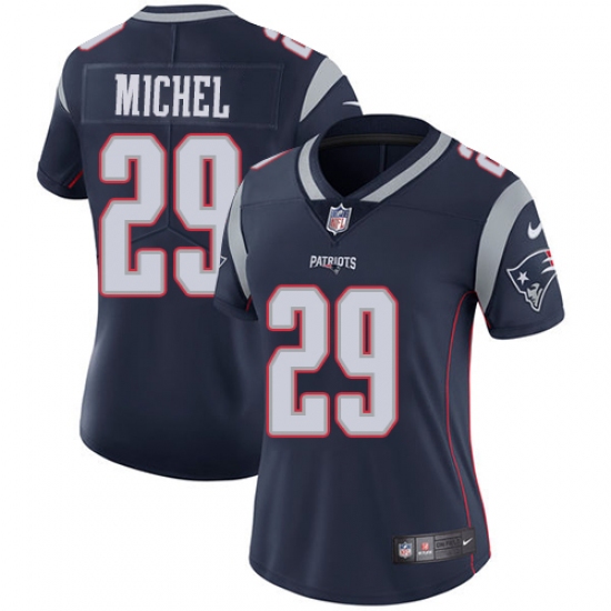 Women's Nike New England Patriots 29 Sony Michel Navy Blue Team Color Vapor Untouchable Limited Player NFL Jersey