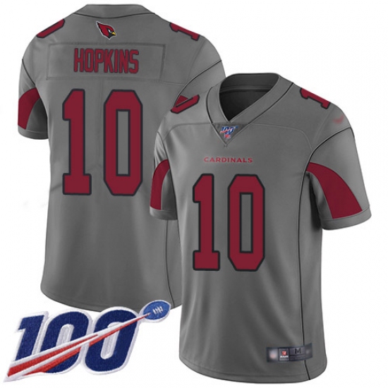 Youth Nike Arizona Cardinals 10 DeAndre Hopkins Silver Stitched NFL Limited Inverted Legend 100th Season Jersey
