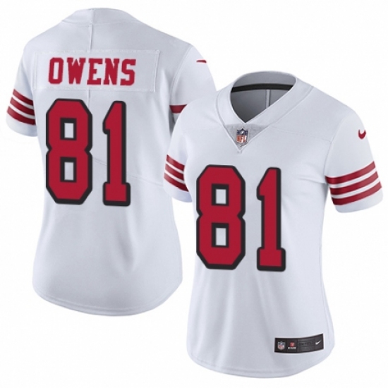Women's Nike San Francisco 49ers 81 Terrell Owens Limited White Rush Vapor Untouchable NFL Jersey