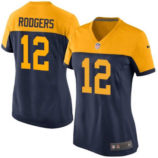 Women's Nike Green Bay Packers 12 Aaron Rodgers Elite Navy Blue Alternate NFL Jersey