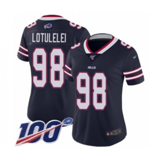 Women's Buffalo Bills 98 Star Lotulelei Limited Navy Blue Inverted Legend 100th Season Football Jersey