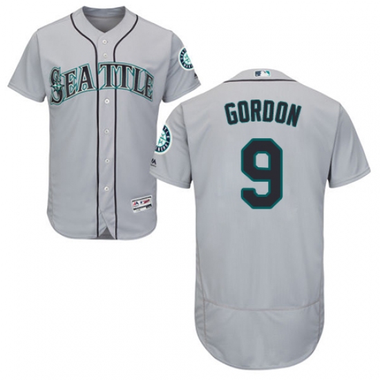 Men's Majestic Seattle Mariners 9 Dee Gordon Grey Road Flex Base Authentic Collection MLB Jersey