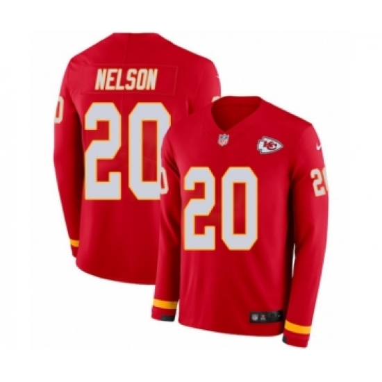 Youth Nike Kansas City Chiefs 20 Steven Nelson Limited Red Therma Long Sleeve NFL Jersey