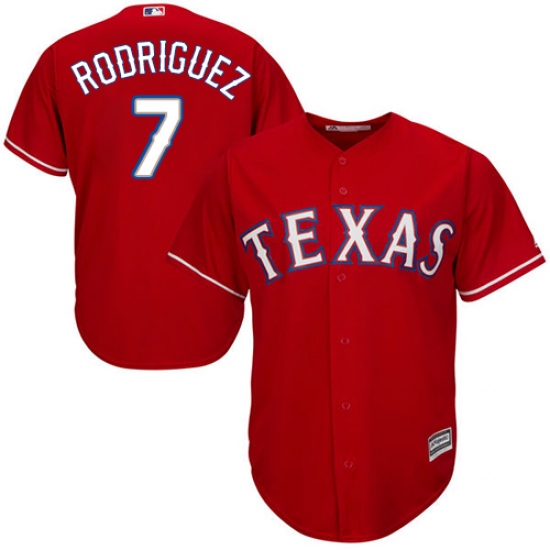 Men's Majestic Texas Rangers 7 Ivan Rodriguez Replica Red Alternate Cool Base MLB Jersey
