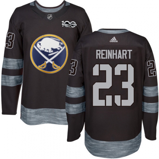 Men's Adidas Buffalo Sabres 23 Sam Reinhart Premier Black 1917-2017 100th Anniversary NHL Jersey