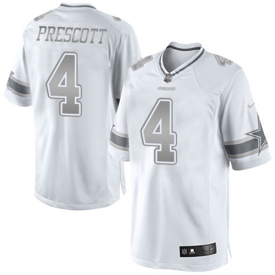 Men's Nike Dallas Cowboys 4 Dak Prescott Limited White Platinum NFL Jersey