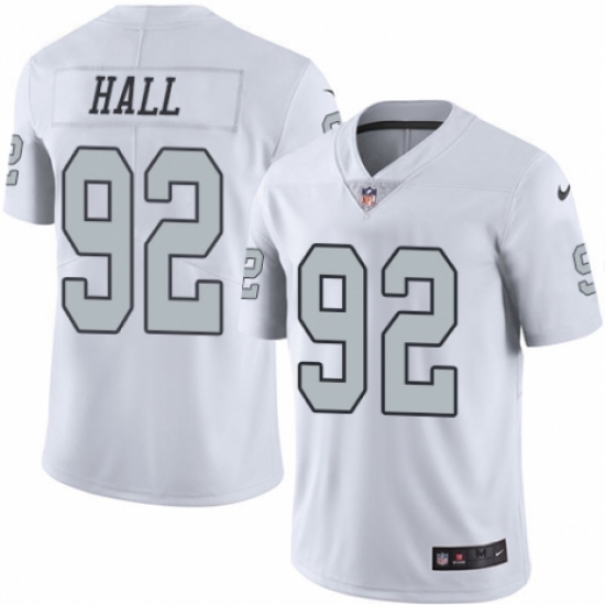 Men's Nike Oakland Raiders 92 P.J. Hall Limited White Rush Vapor Untouchable NFL Jersey